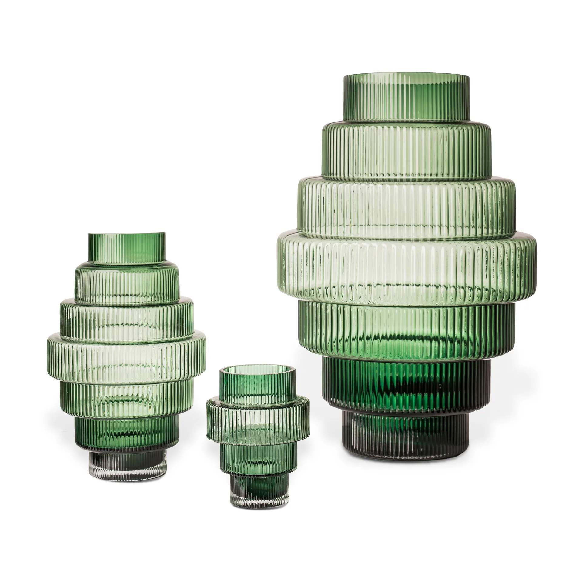 Steps kynttilälyhty Ø 12 cm, Dark green POLSPOTTEN