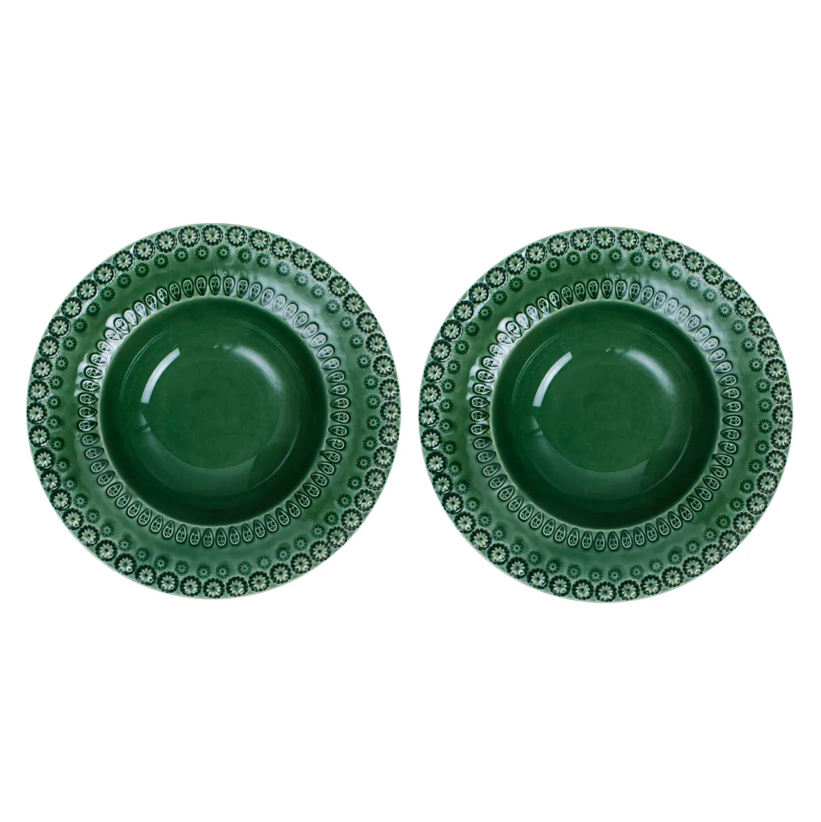 Daisy syvä lautanen Ø 21 cm, 2-pakkaus, Forest (tummanvihreä) PotteryJo