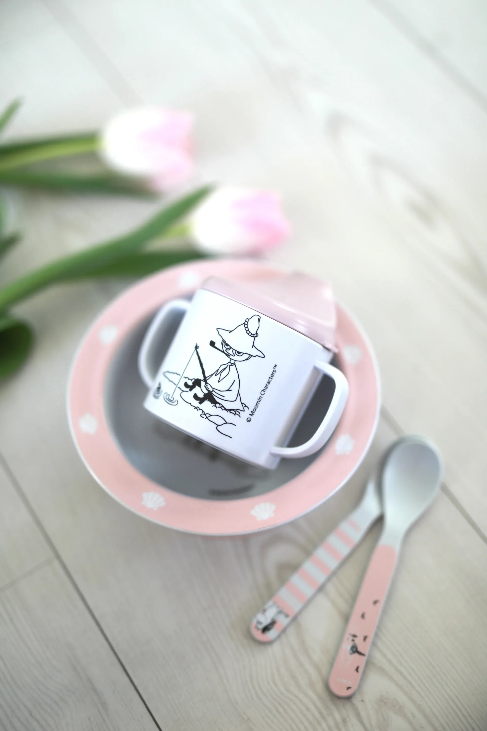 Mumin Vatten & Bad nokkamuki & imukuppilautanen, Vaaleanpunainen Rätt Start