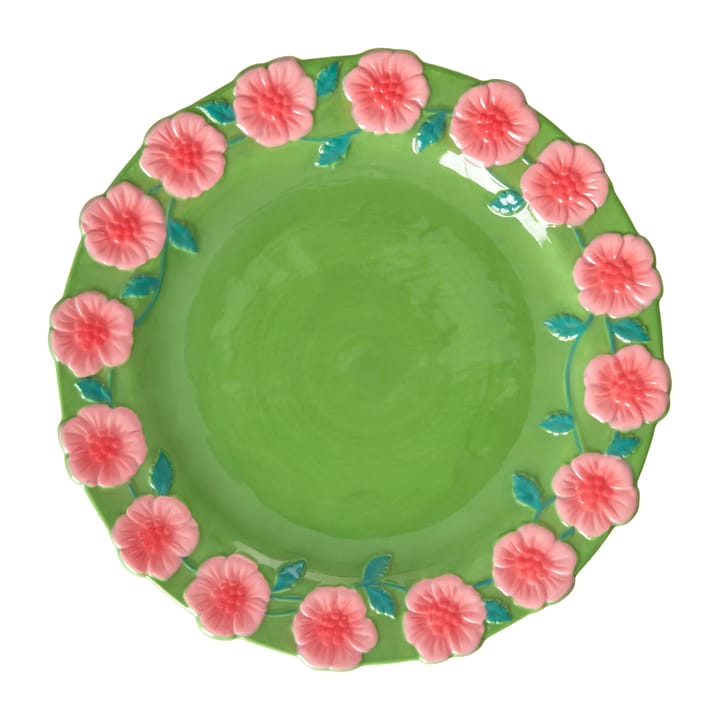 Rice Embossed Flower -keramiikkalautanen Ø 25,5 cm - Sage green - RICE