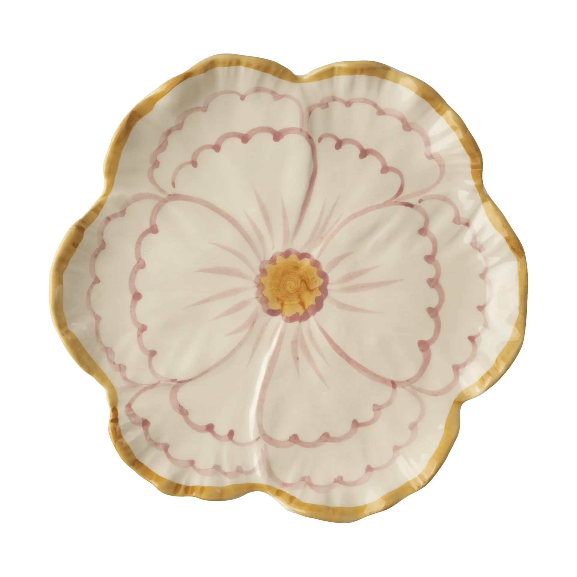 Rice Flower lautanen Ø19,5 cm, Yellow border RICE