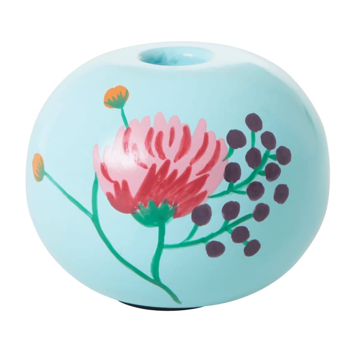 Rice kynttilänjalka Ø 10 cm - Mint-handpainted flower - RICE