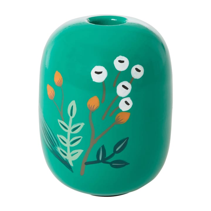 Rice kynttilänjalka Ø 8,5 cm, Green-handpainted flowers RICE