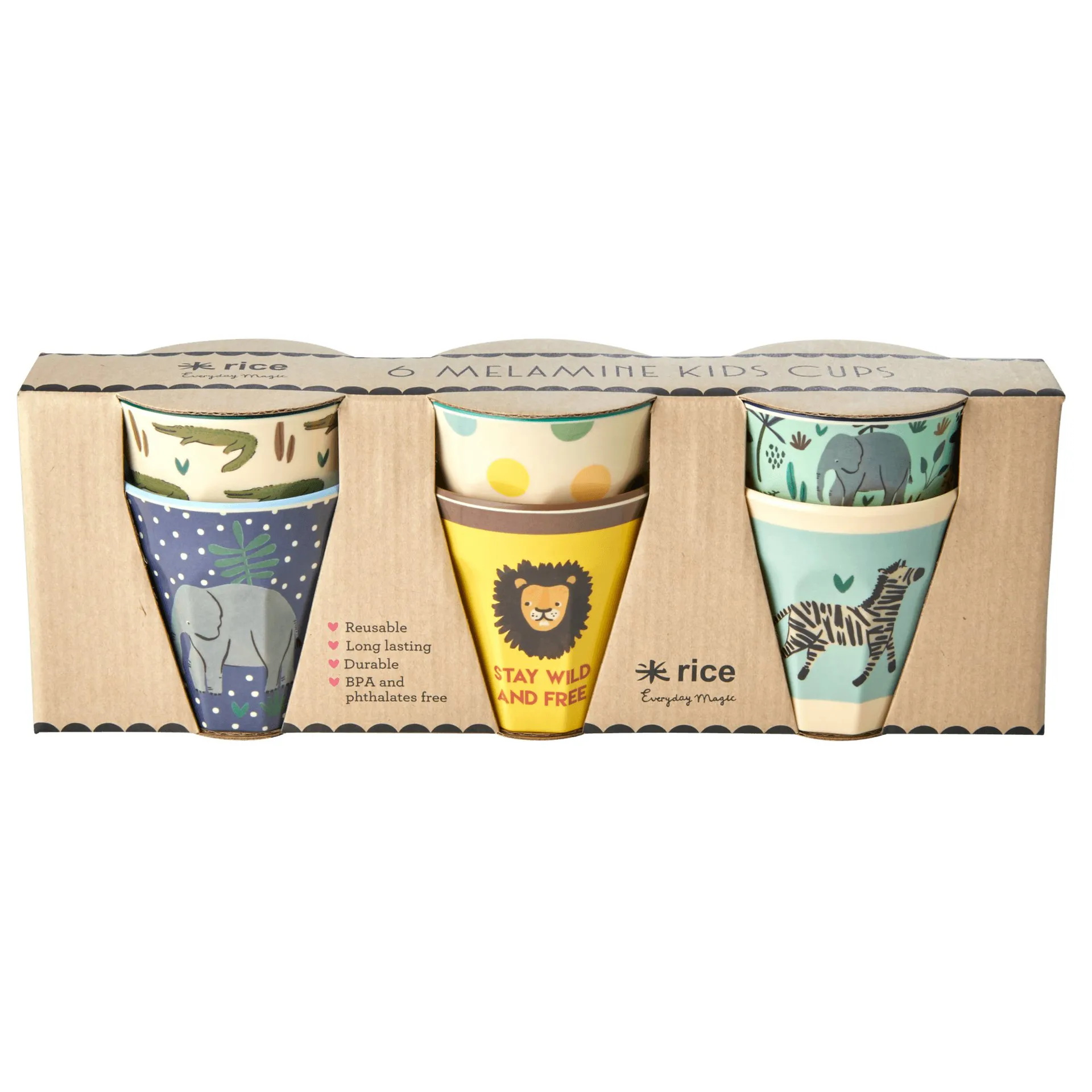 Rice lastenkuppi Jungle animals, 6-pakkaus, Blue-multi RICE