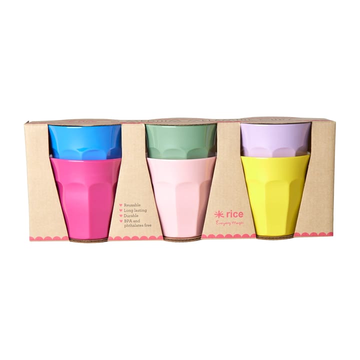 Rice melamiinikuppi medium, 6-pakkaus - Multicolor - RICE