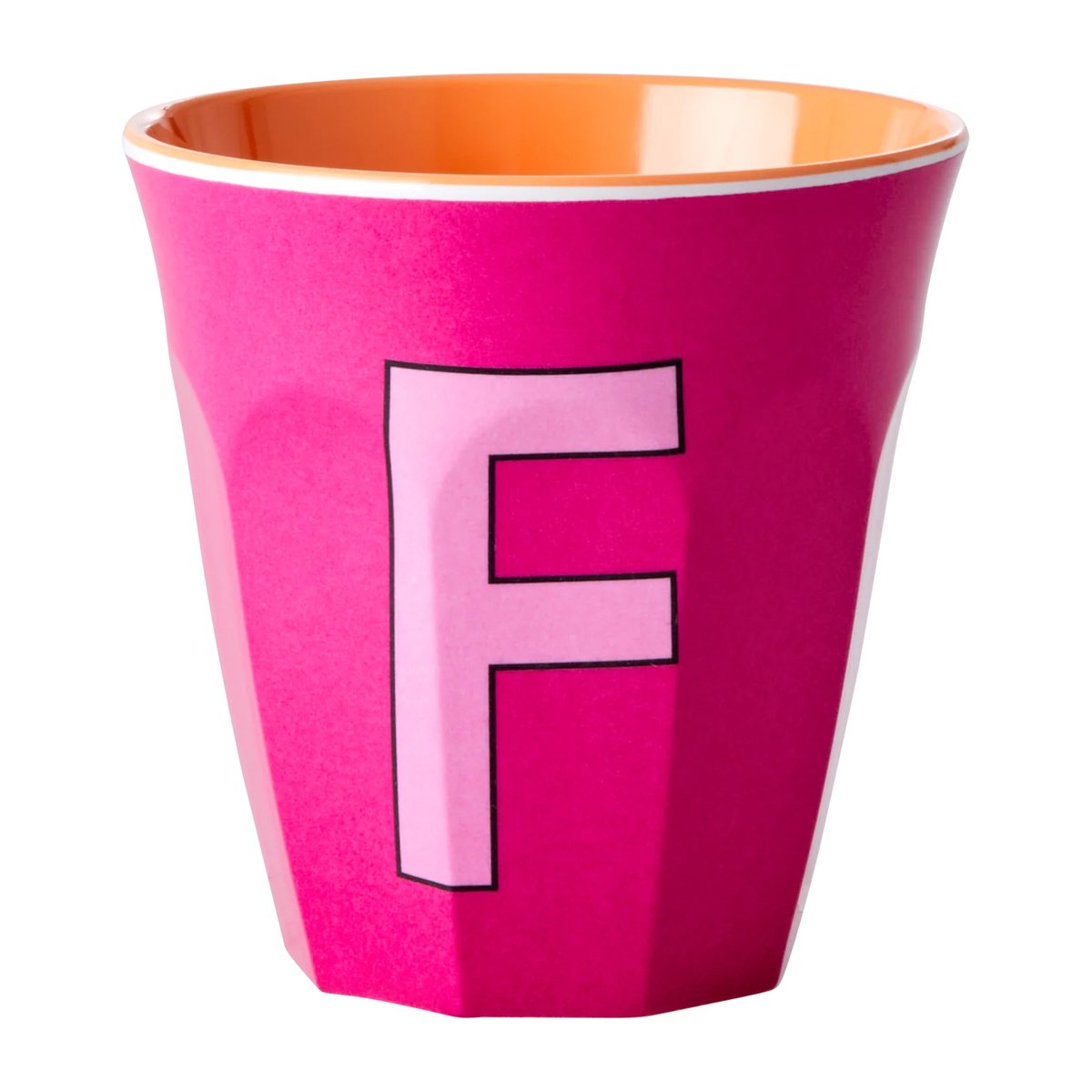 Rice melamiinikuppi medium kirjain F 30 cl Fuchsia | Skandinaavinen Sisustus | Kahvikupit | Vaaleanpunainen