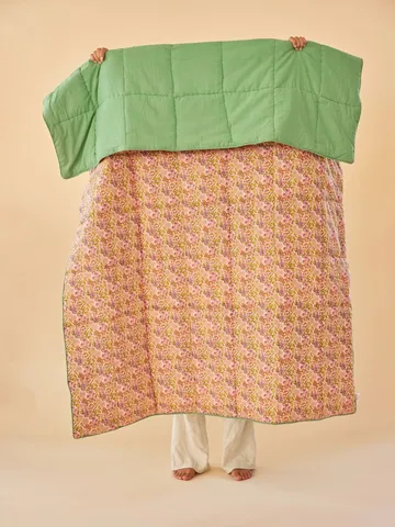 Rice puuvillahuopa kukikas 140 x 200 cm - Multi-green - RICE