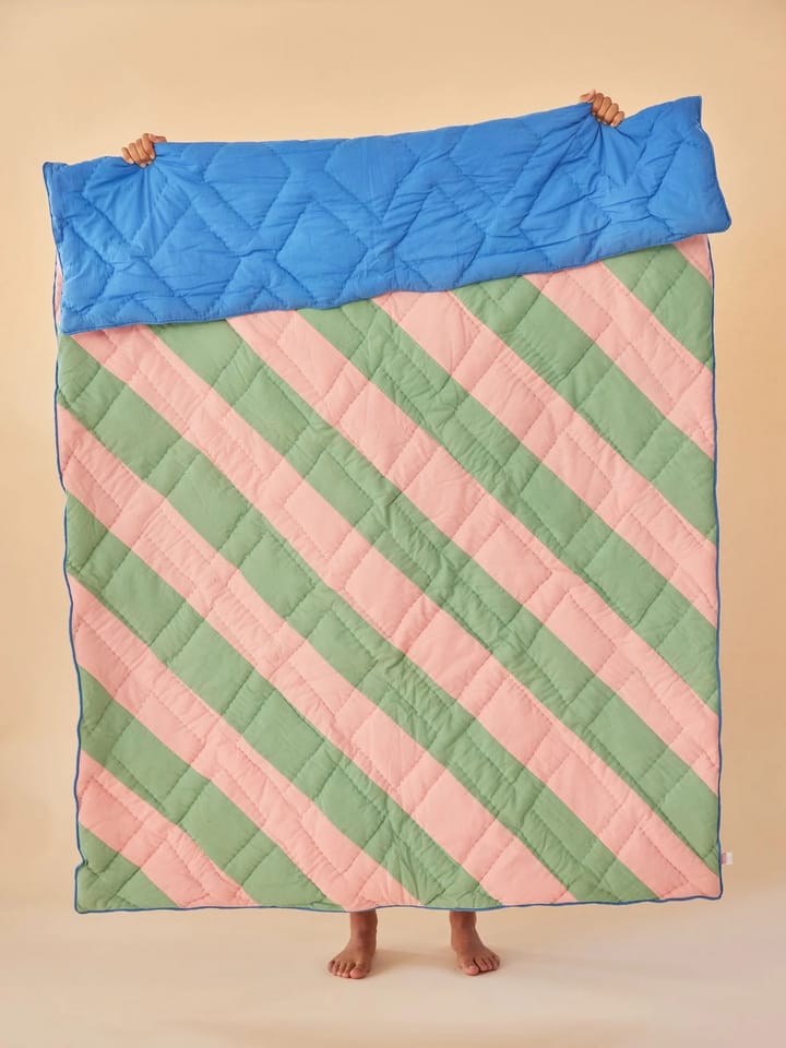 Rice puuvillahuopa raidallinen 140 x 200 cm, Pink-green-blue RICE