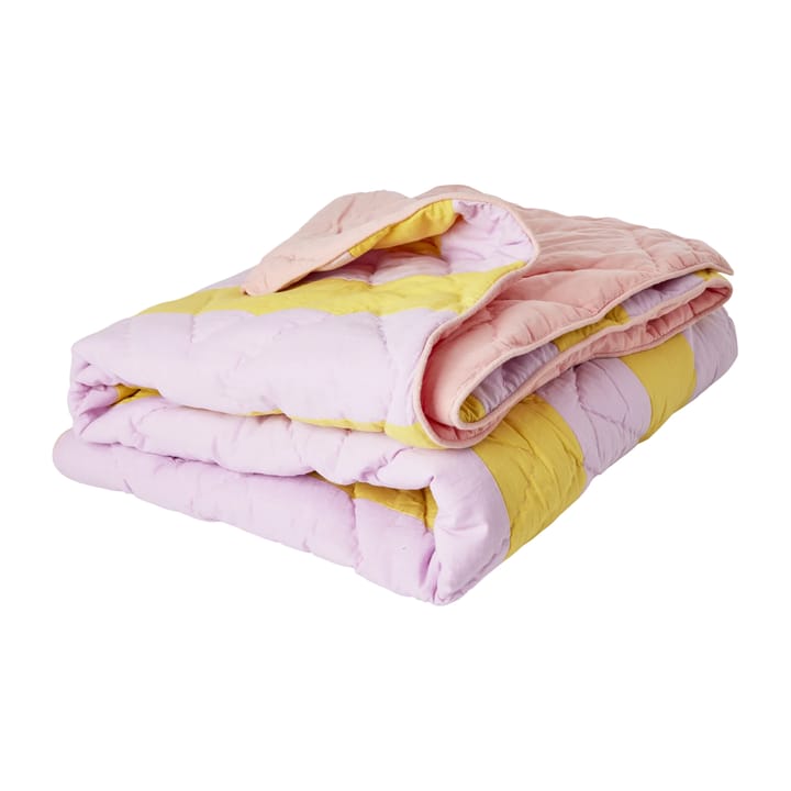 Rice puuvillahuopa raidallinen 140 x 200 cm - Yellow-lavender-pink - RICE