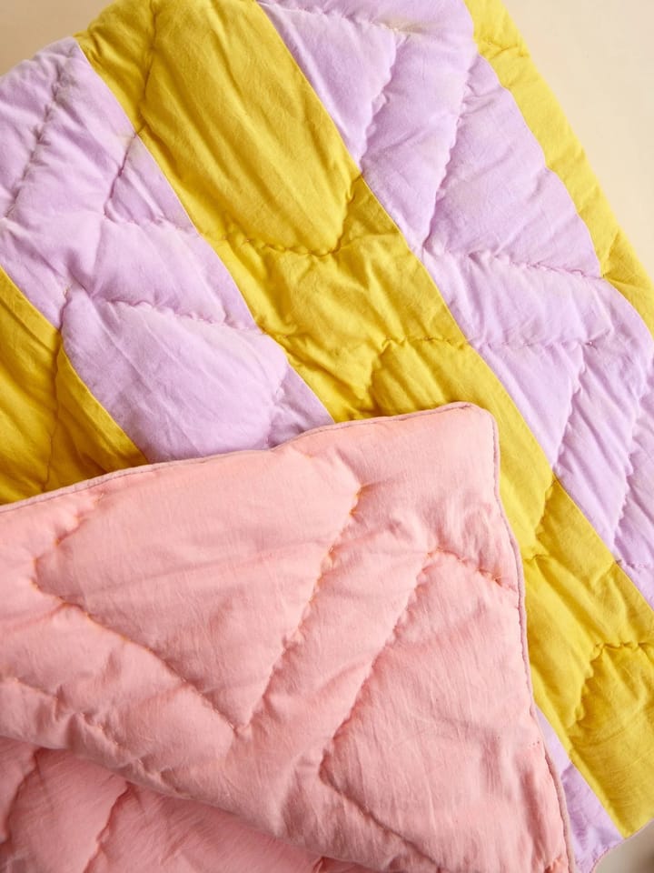 Rice puuvillahuopa raidallinen 140 x 200 cm, Yellow-lavender-pink RICE