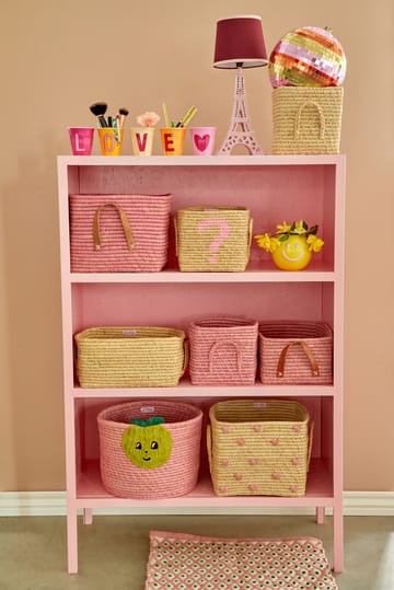 Rice raffia kahvallinen kori 20 x 20 cm - Soft pink - RICE