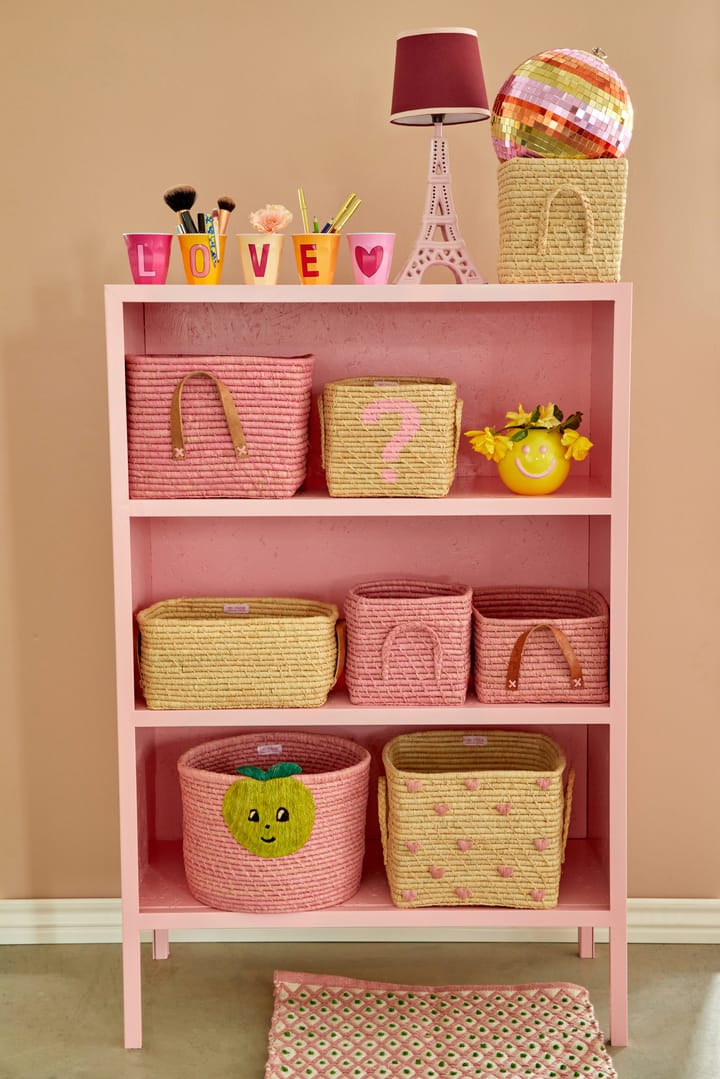 Rice raffia kahvallinen kori 20 x 20 cm, Soft pink RICE