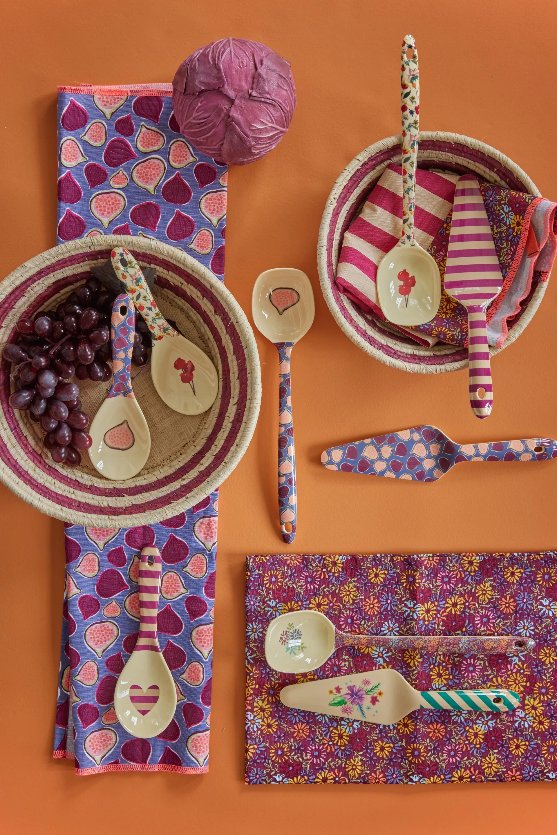 Rice raffia pyöreä säilytyskori large, Aubergine RICE