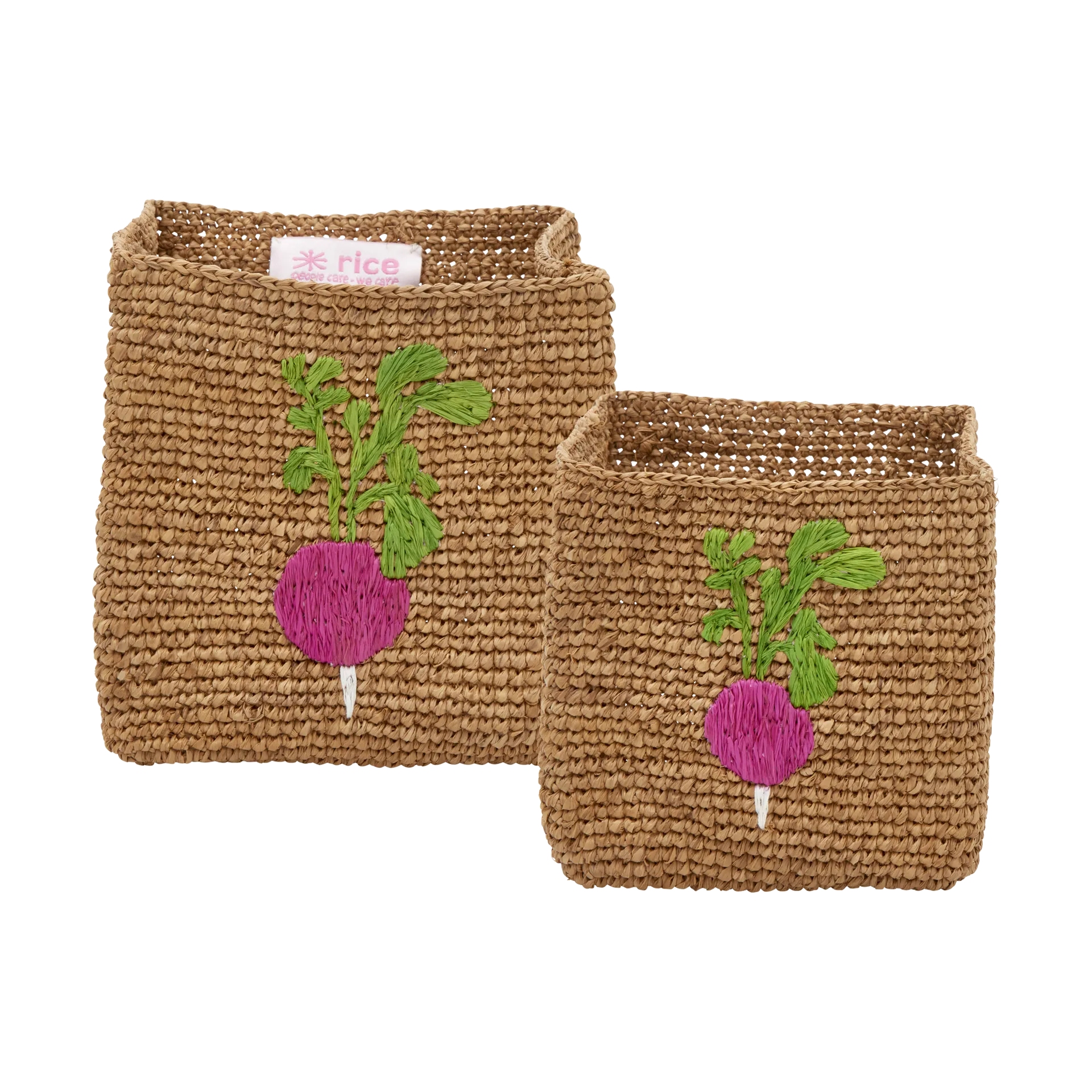 Rice raffia säilytyskori 2 osaa, Radish Embroidery-Tea RICE
