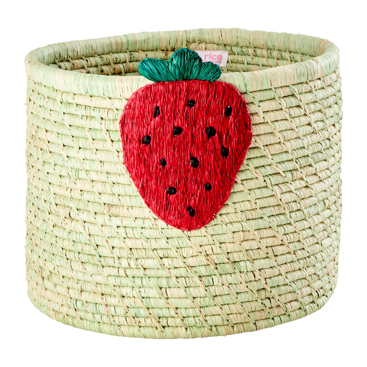 RICE Rice raffia säilytyskori Ø 35 cm Strawberry embroidery