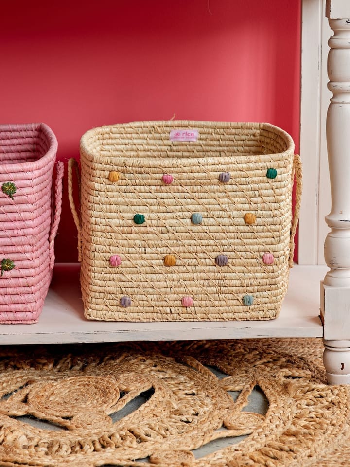 Rice raffia säilytyskori pilkullinen, Dove Blue RICE
