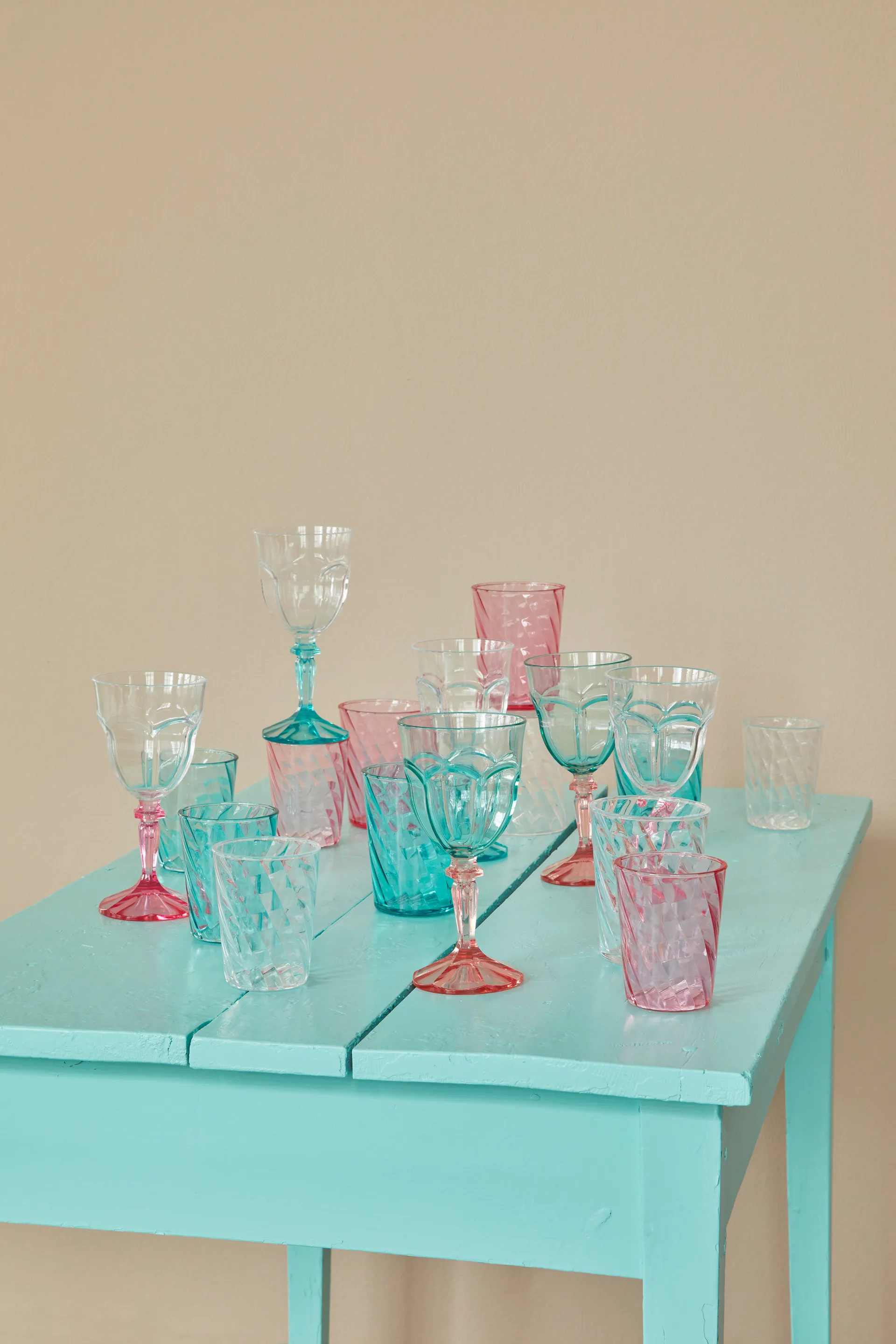 Rice Two Tone -viinilasi akryyli 26,6 cl, Mint-pink RICE