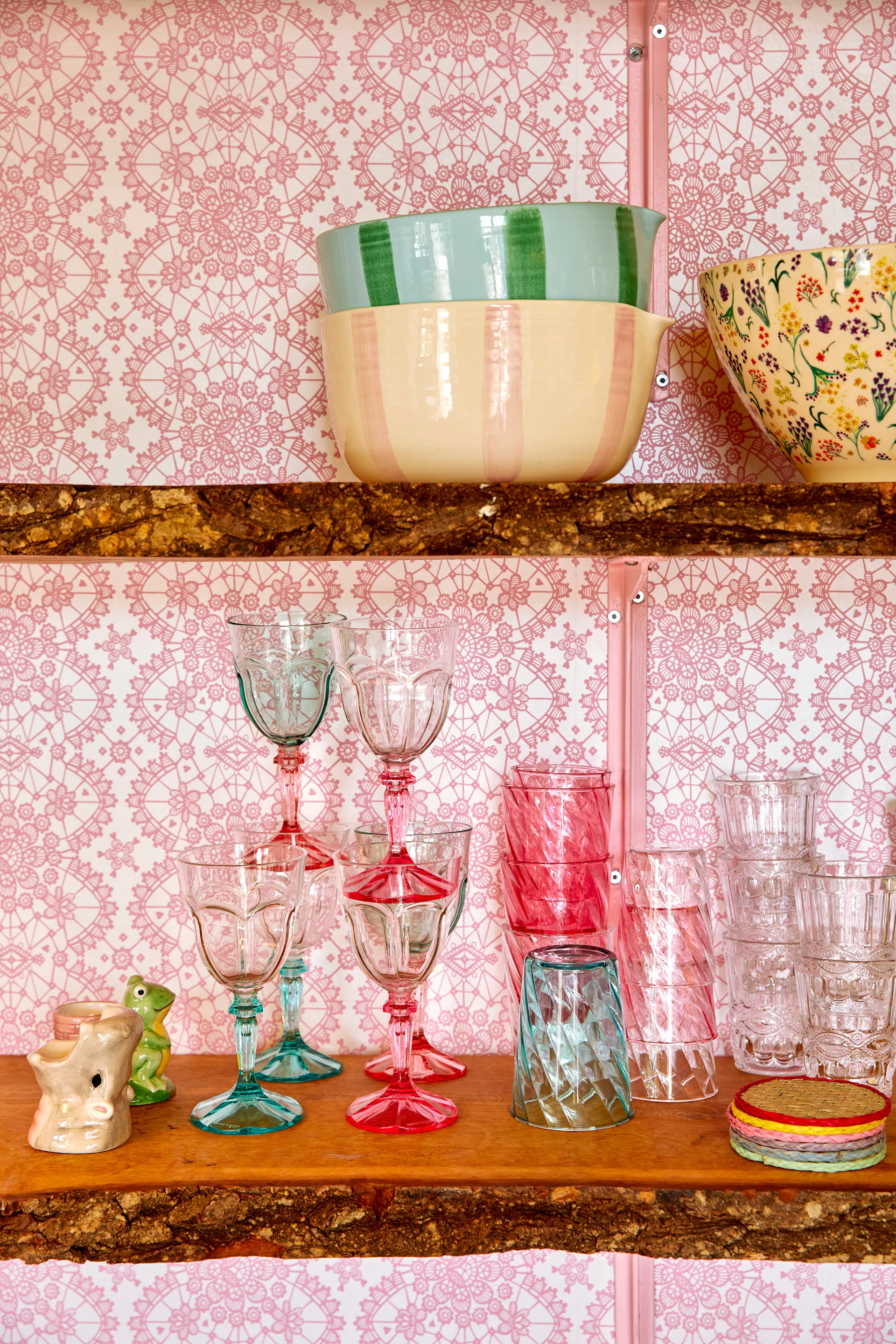 Rice Two Tone -viinilasi akryyli 26,6 cl, Mint-pink RICE