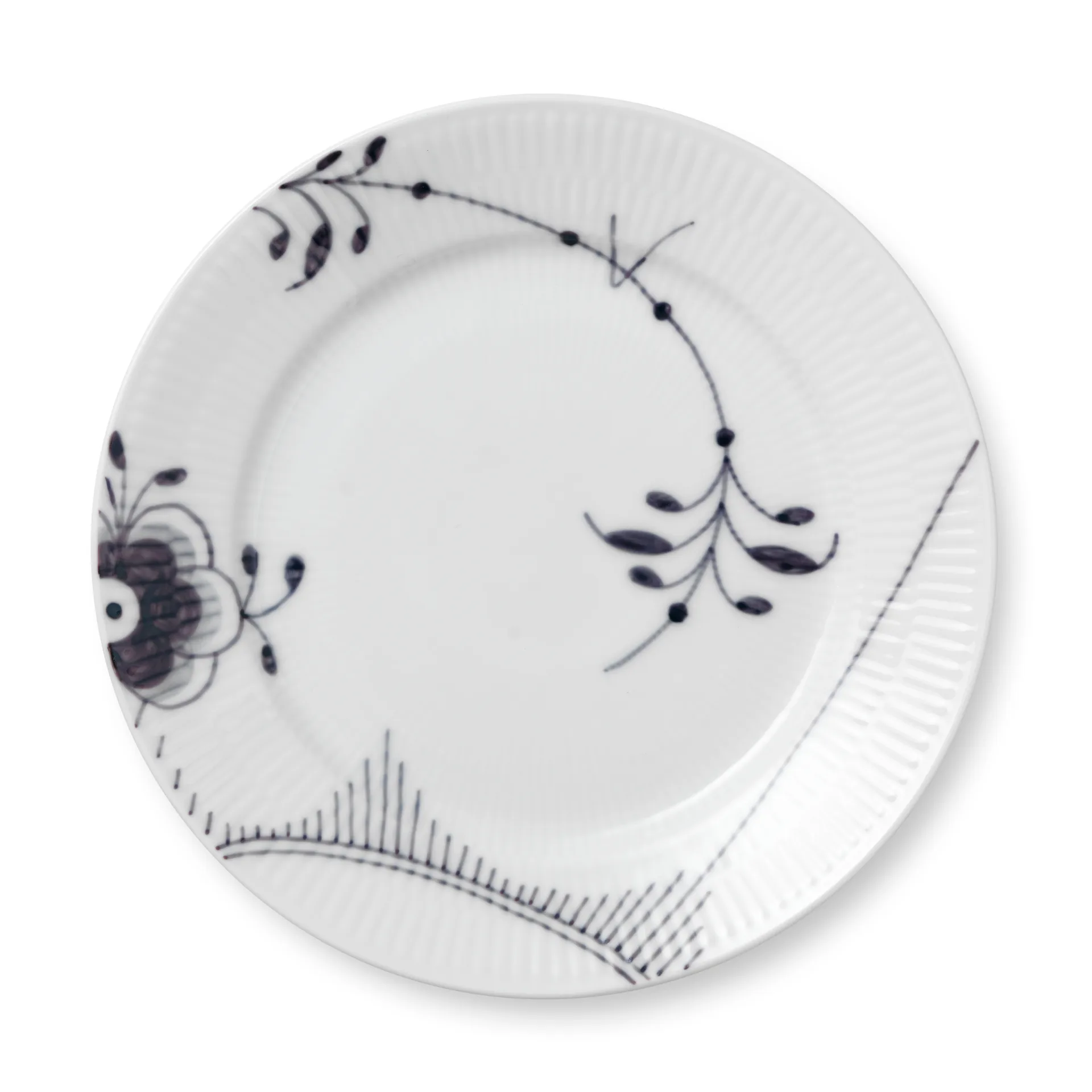 Black Fluted mega musta lautanen 2, Ø 22 cm Royal Copenhagen