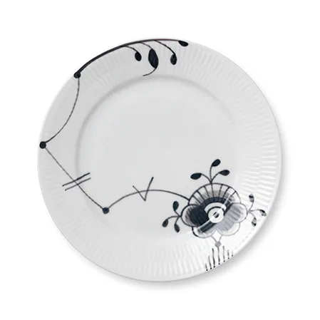 Black Fluted mega musta lautanen 6, Ø 22 cm Royal Copenhagen