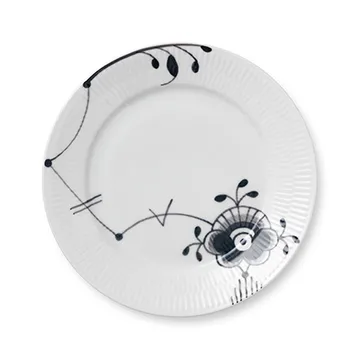 Black Fluted mega musta lautanen 6 - Ø 22 cm - Royal Copenhagen