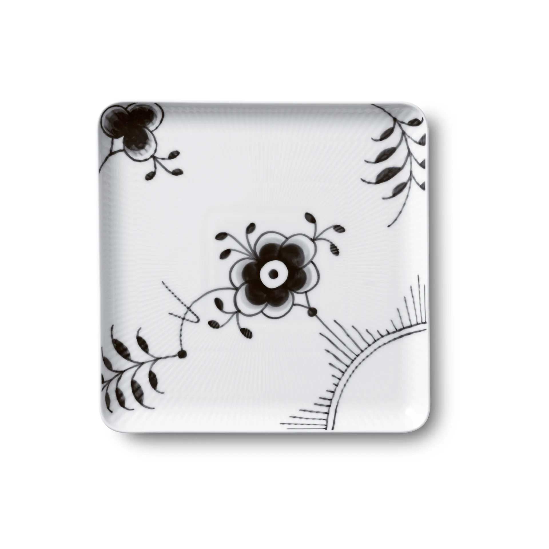 Black Fluted Mega neliskulmainen lautanen, 20x20 cm Royal Copenhagen