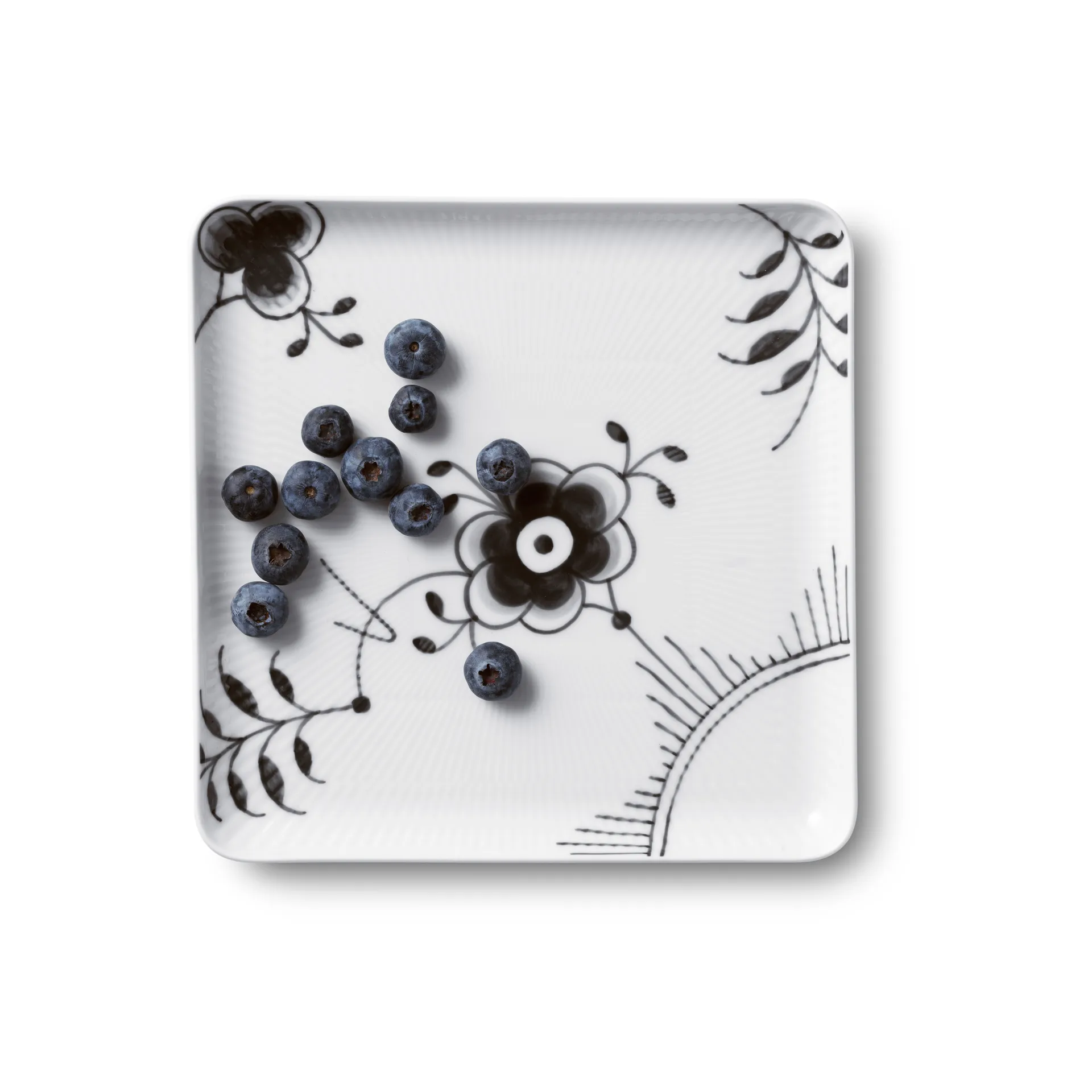 Black Fluted Mega neliskulmainen lautanen, 20x20 cm Royal Copenhagen