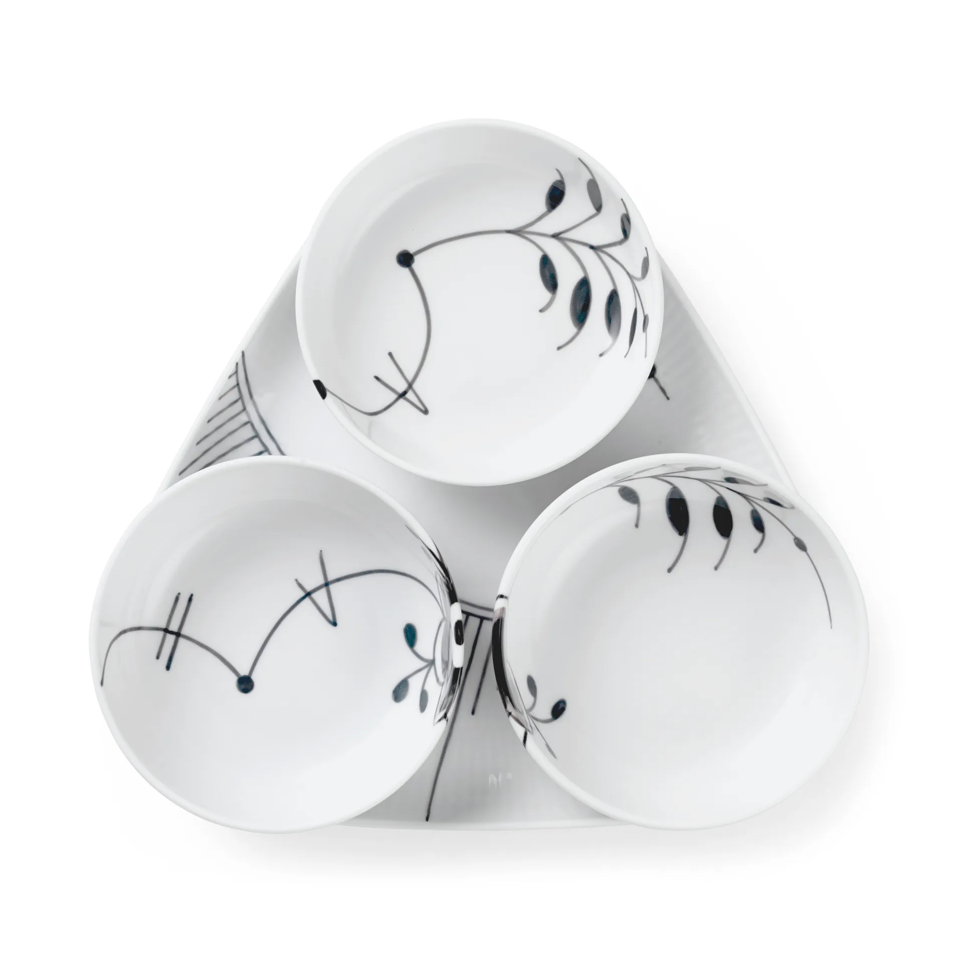 Black Fluted Mega tarjoilusetti 4 osaa, Musta-valkoinen Royal Copenhagen