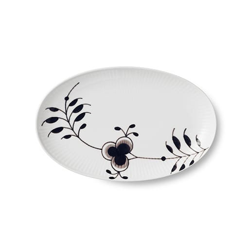 Black Fluted Mega -tarjoiluvati, musta ovaali - 23 cm - Royal Copenhagen