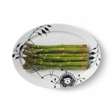 Black Fluted Mega -tarjoiluvati, musta ovaali - 28 cm - Royal Copenhagen