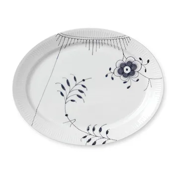 Black Fluted Mega -tarjoiluvati, musta ovaali - 33 cm - Royal Copenhagen