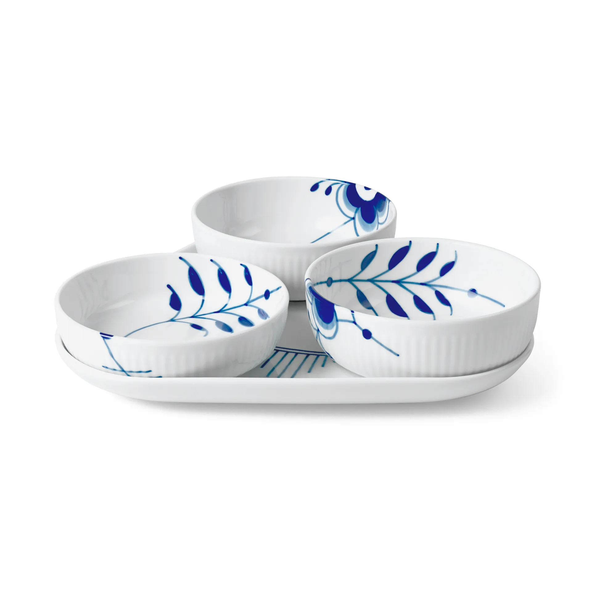 Blue Fluted Mega tarjoilusetti 4 osaa, Sininen-valkoinen Royal Copenhagen