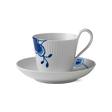 Blue Fluted Mega teekuppi ja aluslautanen - 25 cl  - Royal Copenhagen