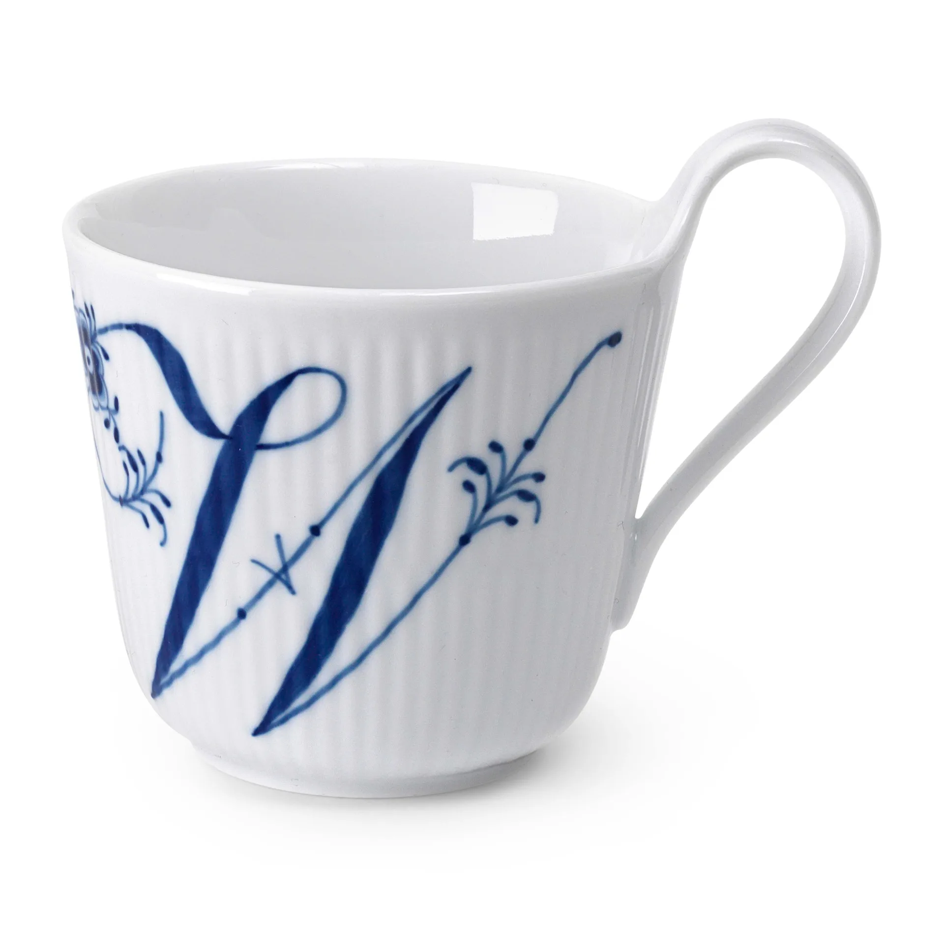 Blue Fluted Plain Alphabet -kuppi 33 cl, W Royal Copenhagen