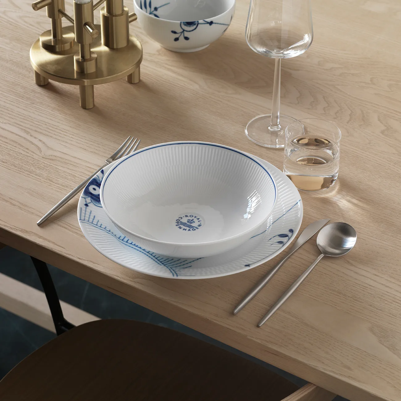 Blueline kulho matala Ø 25 cm, Valkoinen-sininen Royal Copenhagen