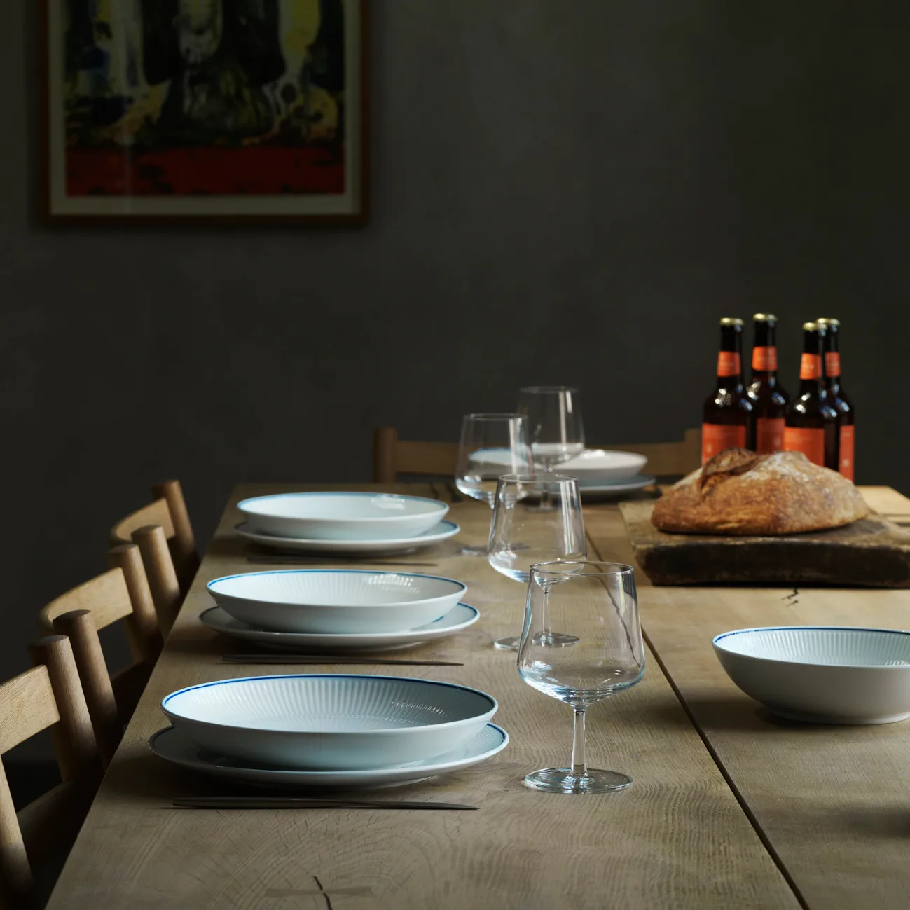 Blueline kulho matala Ø 25 cm, Valkoinen-sininen Royal Copenhagen