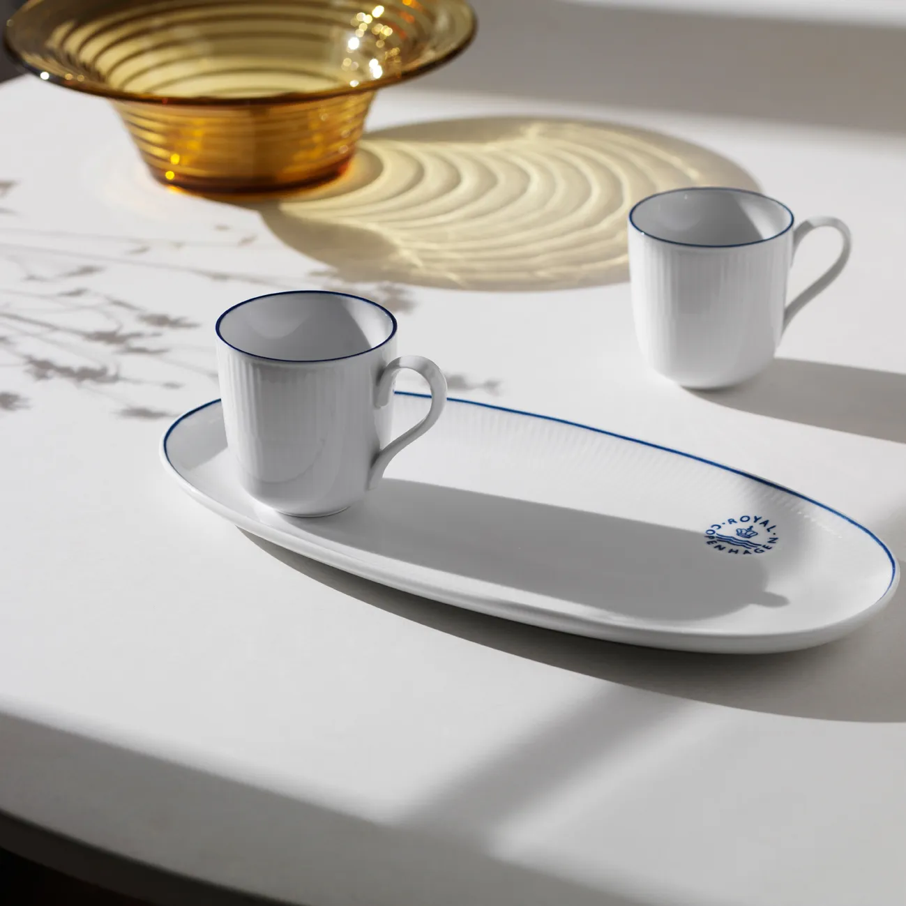 Blueline muki 28 cl, 2-pakkaus, Valkoinen-sininen Royal Copenhagen