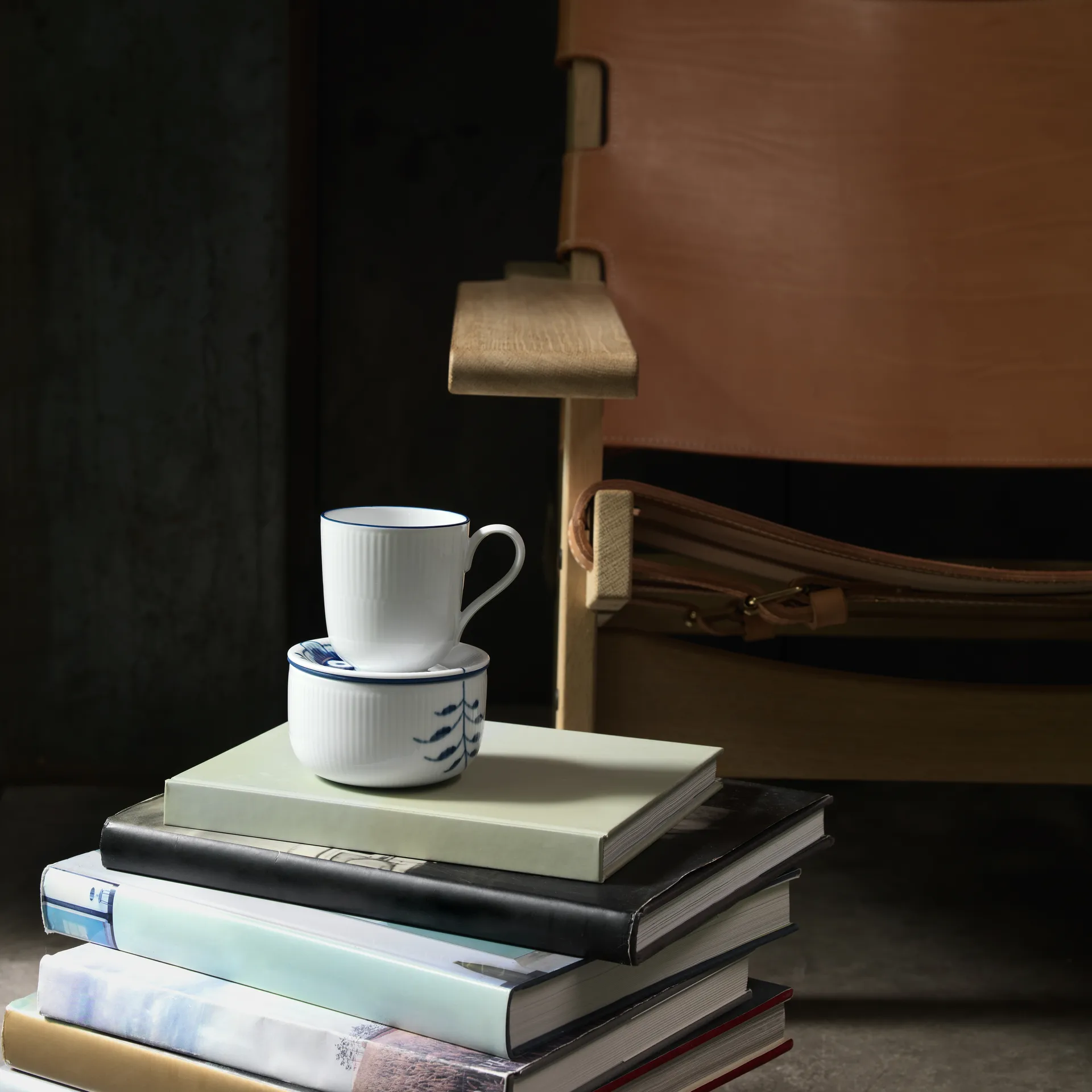 Blueline muki 28 cl, 2-pakkaus, Valkoinen-sininen Royal Copenhagen