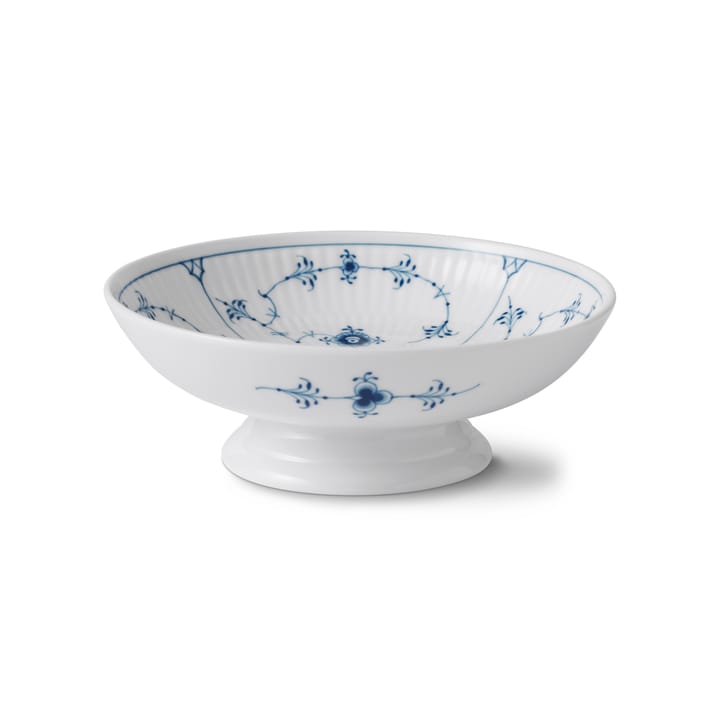 Musselmalet aaltopintainen jalallinen kulho Ø 17 cm - Valkoinen-sininen - Royal Copenhagen