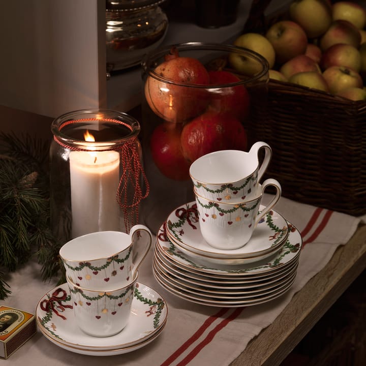 Star Fluted Christmas kuppi ja aluslautanen, 24 cl - korkea korva Royal Copenhagen