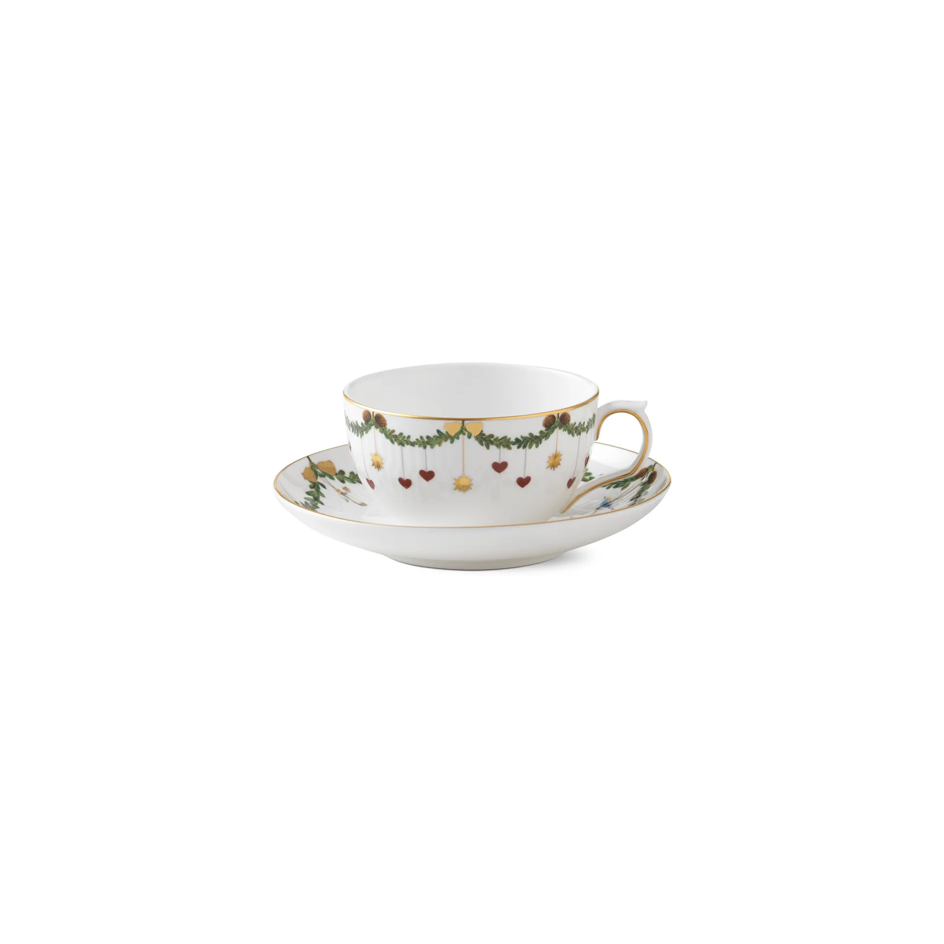 Star Fluted Christmas kuppi ja aluslautanen, 32 cl -matala kahva Royal Copenhagen