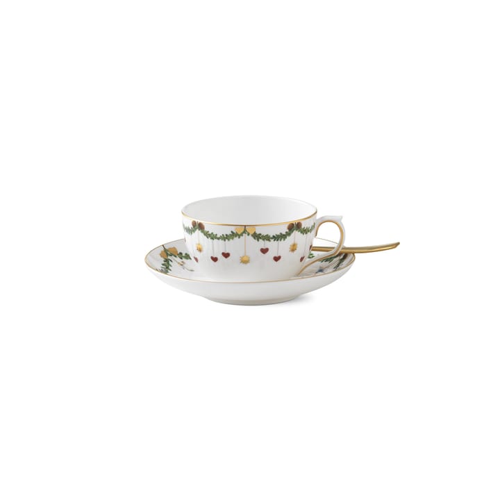 Star Fluted Christmas kuppi ja aluslautanen, 32 cl -matala kahva Royal Copenhagen