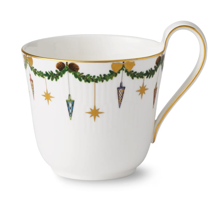 Star Fluted Christmas -kuppi korkealla kädensijalla - 33 cl - Royal Copenhagen