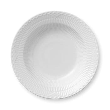 White Fluted Half Lace syvä lautanen - Ø 21 cm - Royal Copenhagen