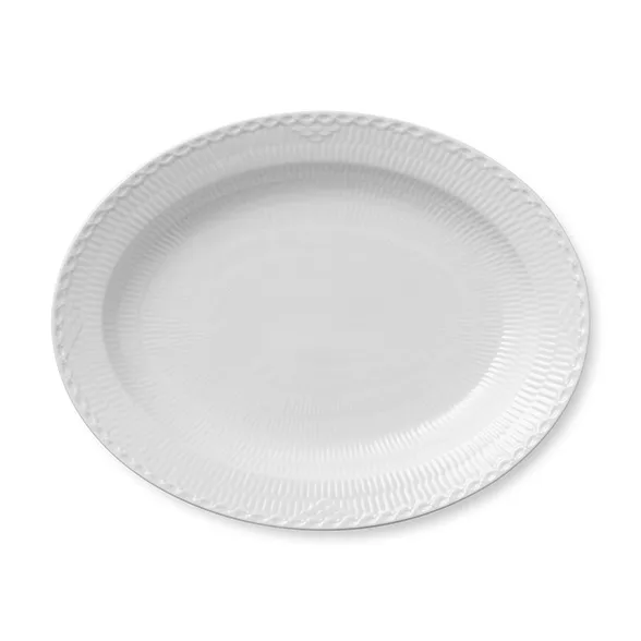 White Fluted Half Lace -vati ovaali 36,5 cm, Valkoinen Royal Copenhagen