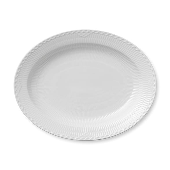 White Fluted Half Lace -vati ovaali 36,5 cm - Valkoinen - Royal Copenhagen