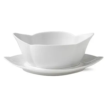White Fluted kastikekulho aluslautasella - 55 cl - Royal Copenhagen