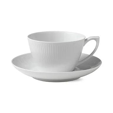 White Fluted teekuppi ja aluslautanen, 28 cl Royal Copenhagen