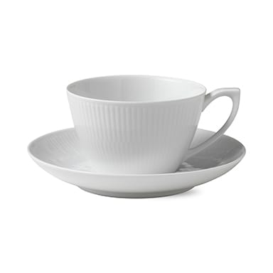 White Fluted teekuppi ja aluslautanen - 28 cl - Royal Copenhagen