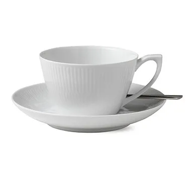 White Fluted teekuppi ja aluslautanen, 28 cl Royal Copenhagen